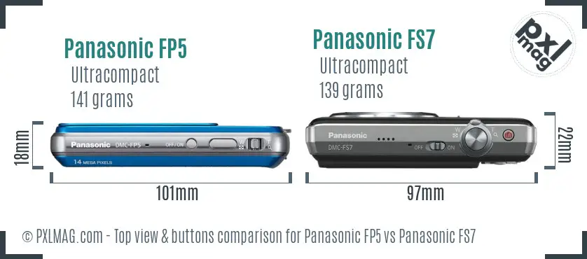 Panasonic FP5 vs Panasonic FS7 top view buttons comparison