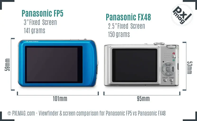 Panasonic FP5 vs Panasonic FX48 Screen and Viewfinder comparison