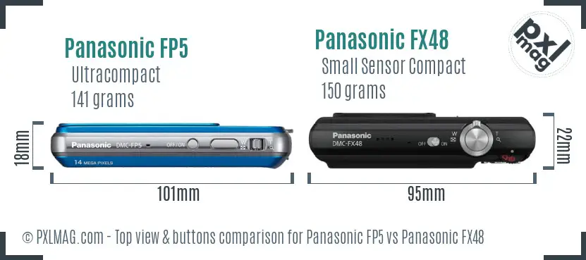 Panasonic FP5 vs Panasonic FX48 top view buttons comparison