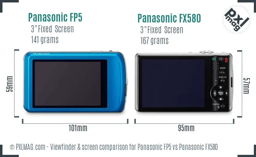 Panasonic FP5 vs Panasonic FX580 Screen and Viewfinder comparison