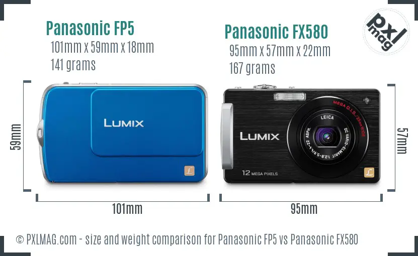 Panasonic FP5 vs Panasonic FX580 size comparison