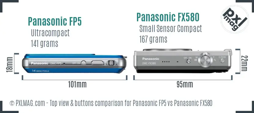 Panasonic FP5 vs Panasonic FX580 top view buttons comparison
