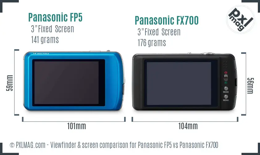 Panasonic FP5 vs Panasonic FX700 Screen and Viewfinder comparison Panasonic FP5 vs Panasonic FX700 Screen and Viewfinder comparison