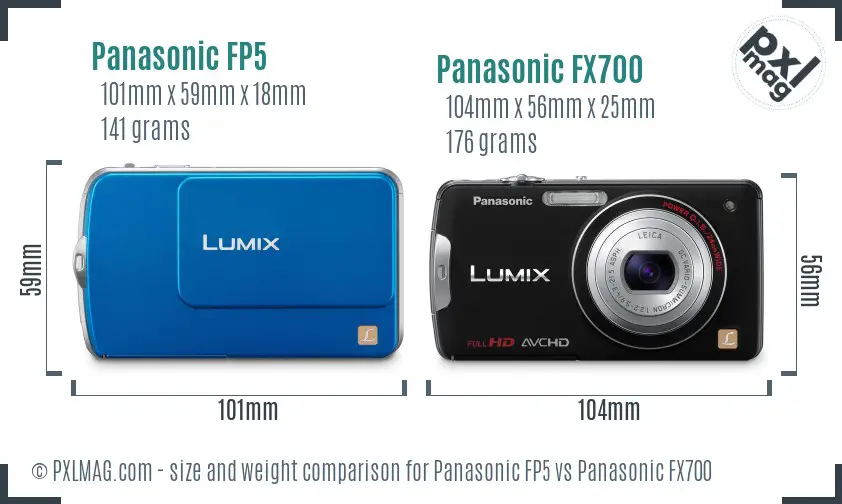 Panasonic FP5 vs Panasonic FX700 size comparison Panasonic FP5 vs Panasonic FX700 size comparison