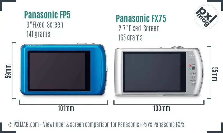 Panasonic FP5 vs Panasonic FX75 Screen and Viewfinder comparison