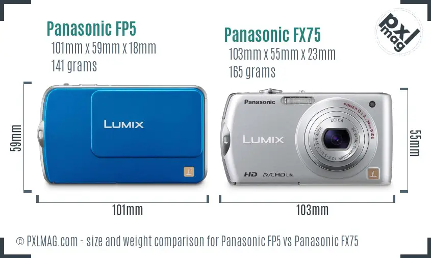 Panasonic FP5 vs Panasonic FX75 size comparison