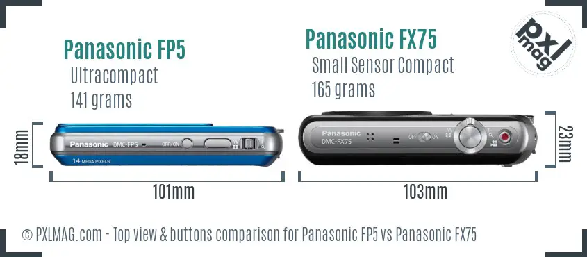 Panasonic FP5 vs Panasonic FX75 top view buttons comparison