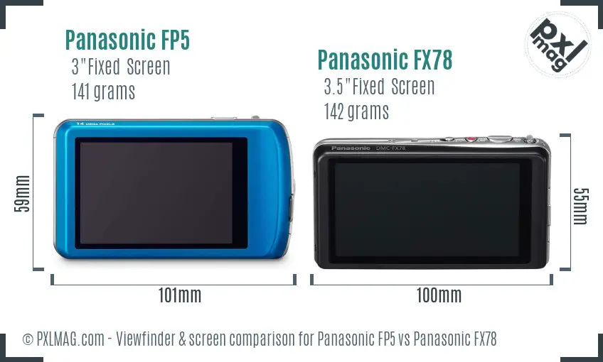 Panasonic FP5 vs Panasonic FX78 Screen and Viewfinder comparison