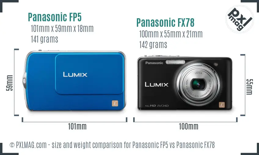 Panasonic FP5 vs Panasonic FX78 size comparison