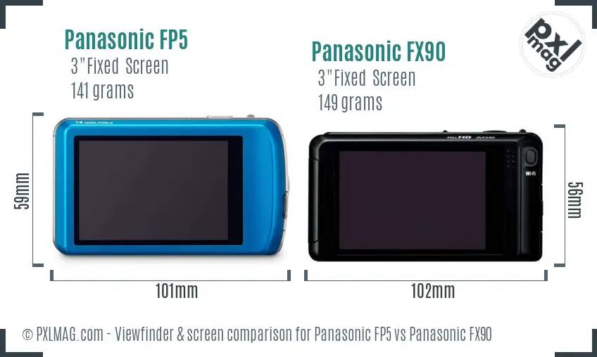Panasonic FP5 vs Panasonic FX90 Screen and Viewfinder comparison