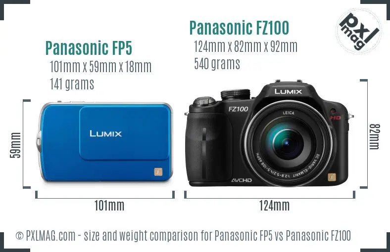 Panasonic FP5 vs Panasonic FZ100 size comparison Panasonic FP5 vs Panasonic FZ100 size comparison