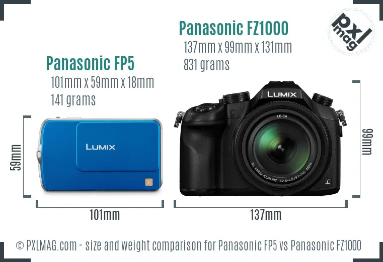 Panasonic FP5 vs Panasonic FZ1000 size comparison