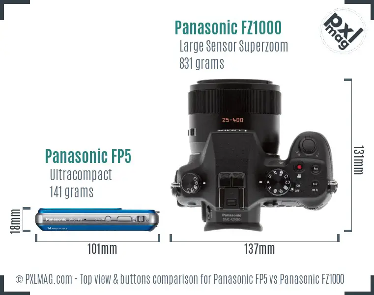 Panasonic FP5 vs Panasonic FZ1000 top view buttons comparison