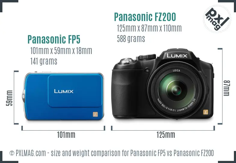 Panasonic FP5 vs Panasonic FZ200 size comparison