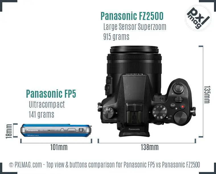 Panasonic FP5 vs Panasonic FZ2500 top view buttons comparison