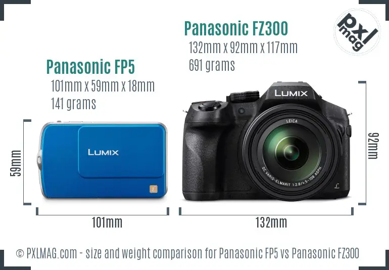 Panasonic FP5 vs Panasonic FZ300 size comparison