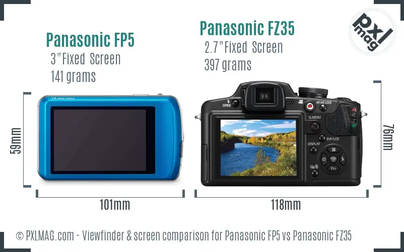 Panasonic FP5 vs Panasonic FZ35 Screen and Viewfinder comparison