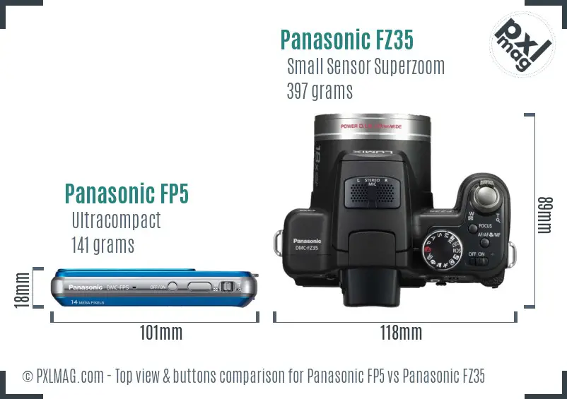 Panasonic FP5 vs Panasonic FZ35 top view buttons comparison