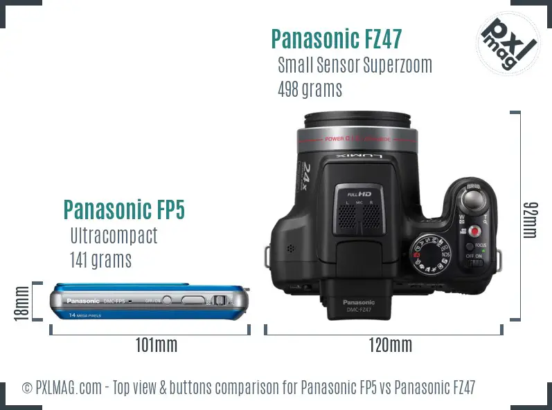 Panasonic FP5 vs Panasonic FZ47 top view buttons comparison
