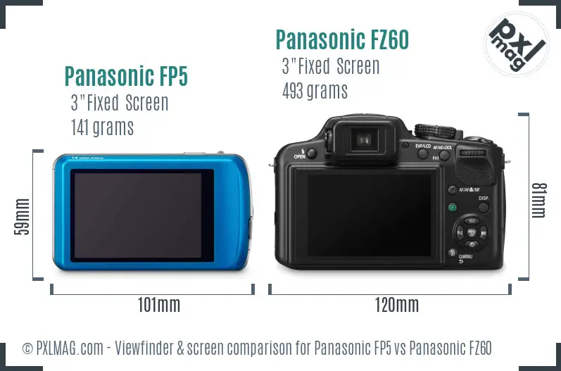 Panasonic FP5 vs Panasonic FZ60 Screen and Viewfinder comparison