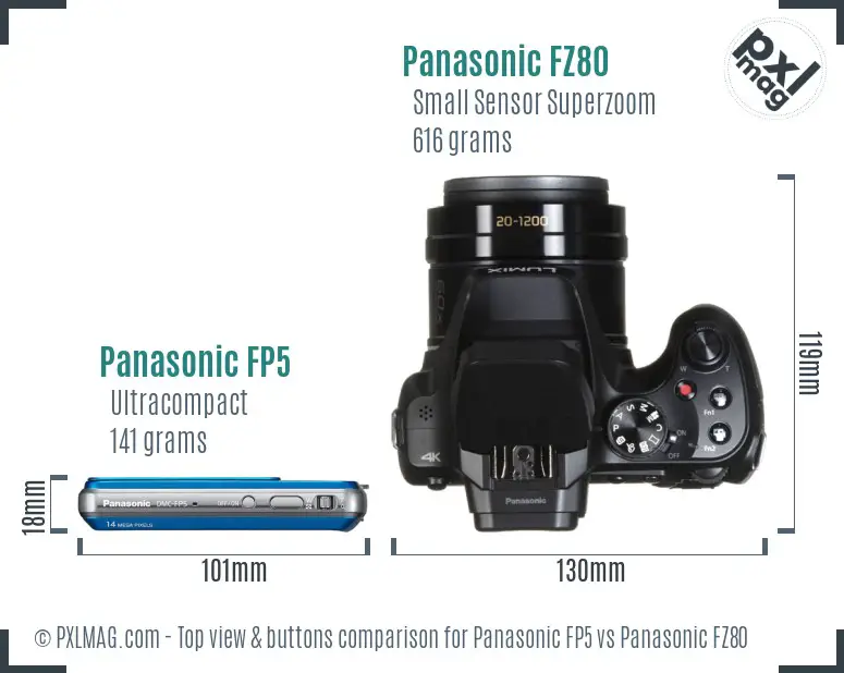 Panasonic FP5 vs Panasonic FZ80 top view buttons comparison