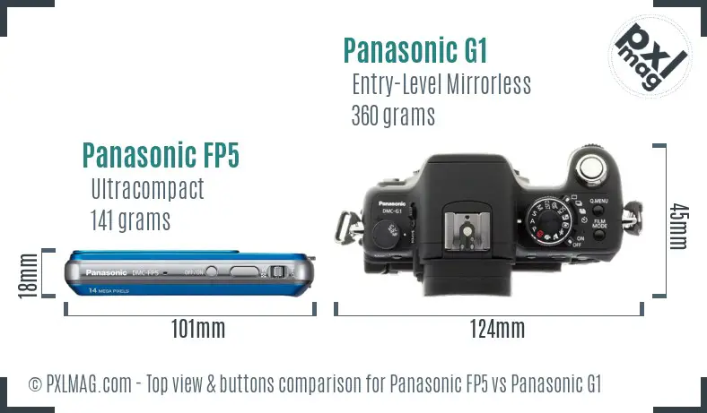 Panasonic FP5 vs Panasonic G1 top view buttons comparison