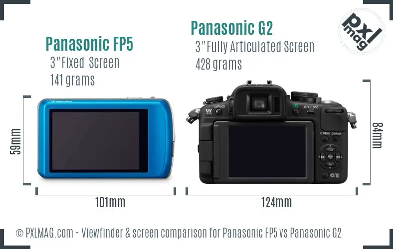 Panasonic FP5 vs Panasonic G2 Screen and Viewfinder comparison