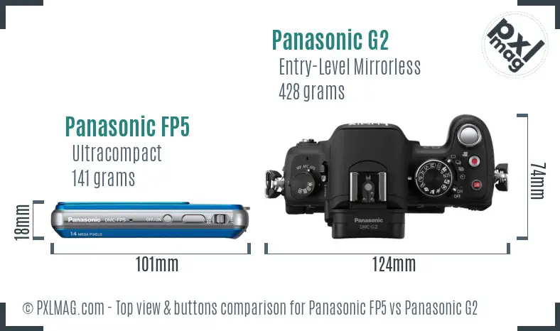 Panasonic FP5 vs Panasonic G2 top view buttons comparison