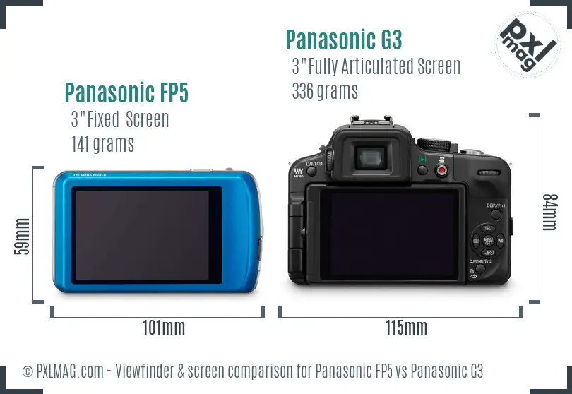 Panasonic FP5 vs Panasonic G3 Screen and Viewfinder comparison