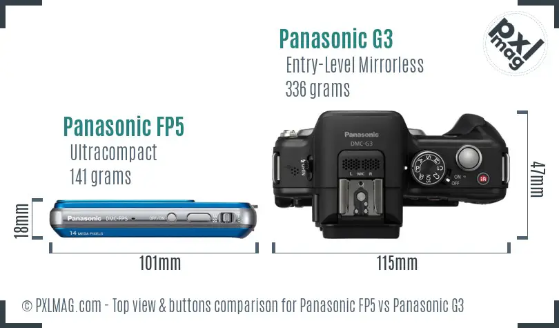Panasonic FP5 vs Panasonic G3 top view buttons comparison