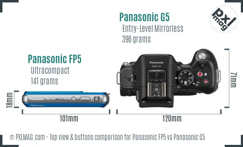 Panasonic FP5 vs Panasonic G5 top view buttons comparison