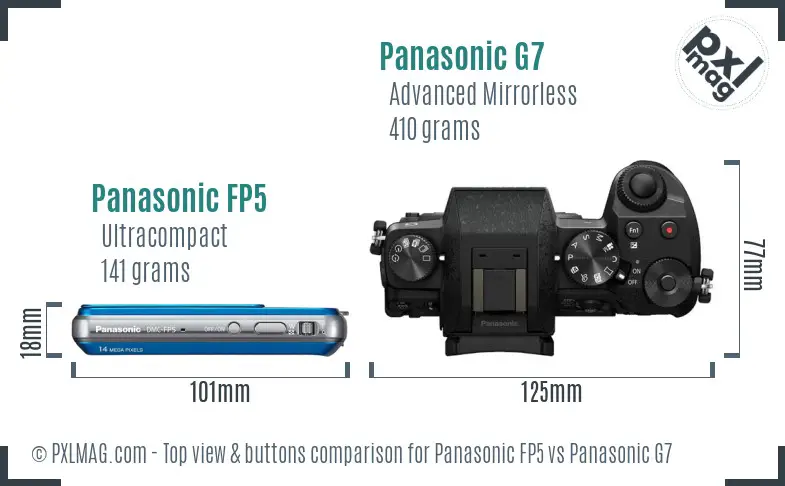 Panasonic FP5 vs Panasonic G7 top view buttons comparison