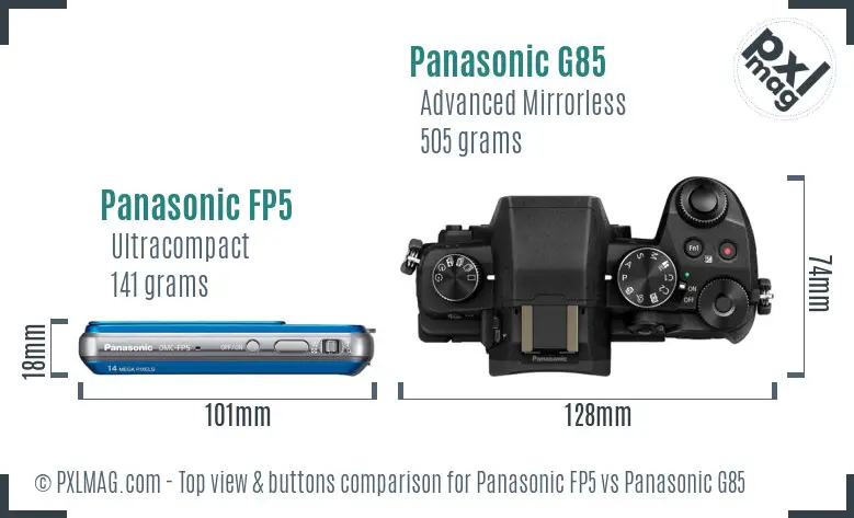 Panasonic FP5 vs Panasonic G85 top view buttons comparison
