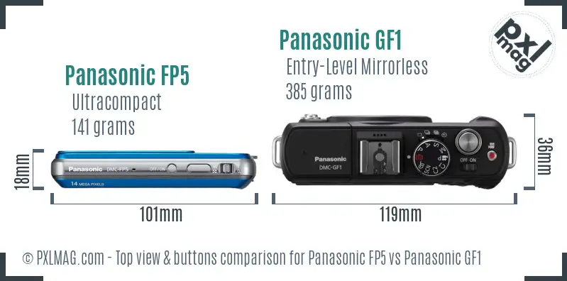 Panasonic FP5 vs Panasonic GF1 top view buttons comparison