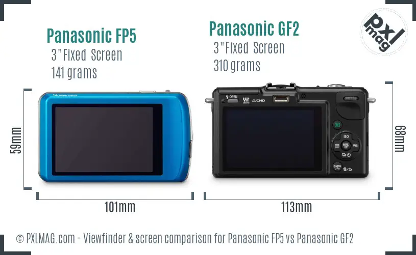 Panasonic FP5 vs Panasonic GF2 Screen and Viewfinder comparison Panasonic FP5 vs Panasonic GF2 Screen and Viewfinder comparison