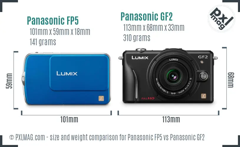 Panasonic FP5 vs Panasonic GF2 size comparison Panasonic FP5 vs Panasonic GF2 size comparison