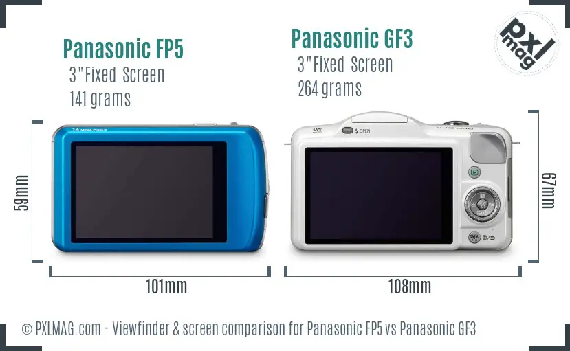 Panasonic FP5 vs Panasonic GF3 Screen and Viewfinder comparison