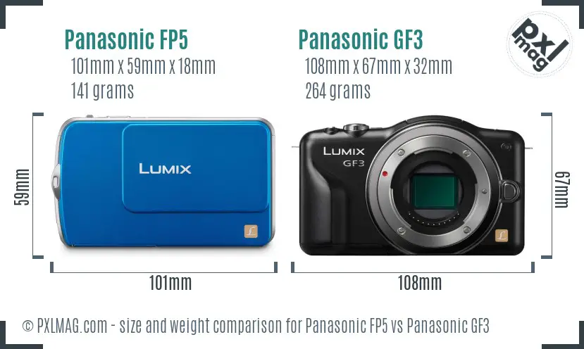 Panasonic FP5 vs Panasonic GF3 size comparison