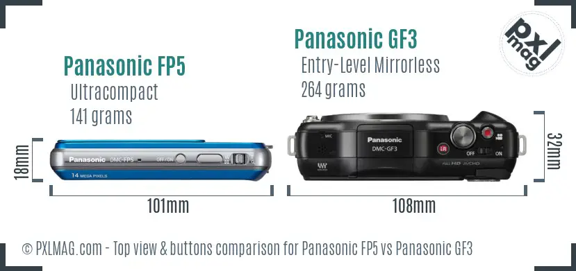 Panasonic FP5 vs Panasonic GF3 top view buttons comparison