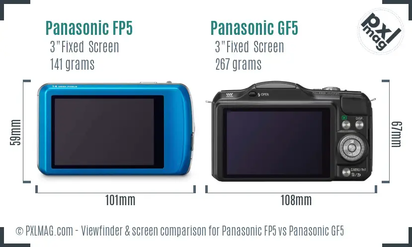 Panasonic FP5 vs Panasonic GF5 Screen and Viewfinder comparison