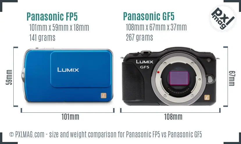 Panasonic FP5 vs Panasonic GF5 size comparison