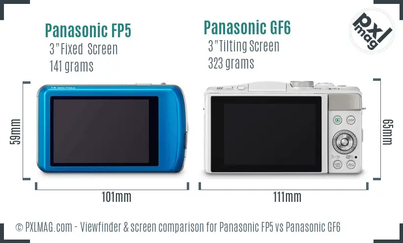 Panasonic FP5 vs Panasonic GF6 Screen and Viewfinder comparison