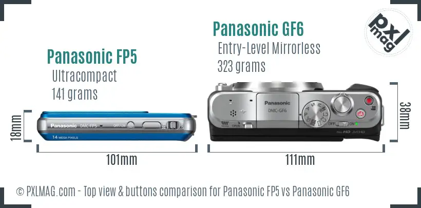 Panasonic FP5 vs Panasonic GF6 top view buttons comparison