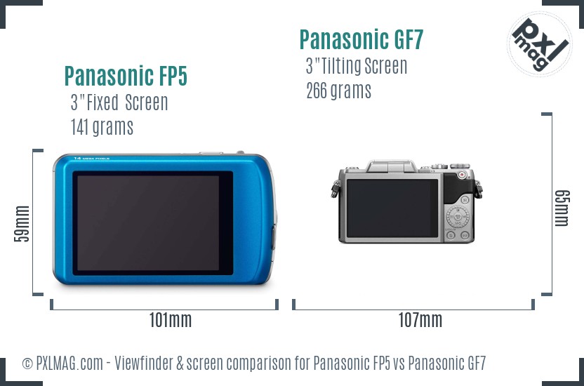 Panasonic FP5 vs Panasonic GF7 Screen and Viewfinder comparison