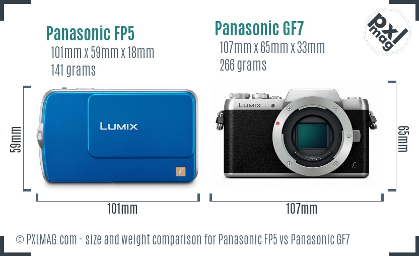 Panasonic FP5 vs Panasonic GF7 size comparison