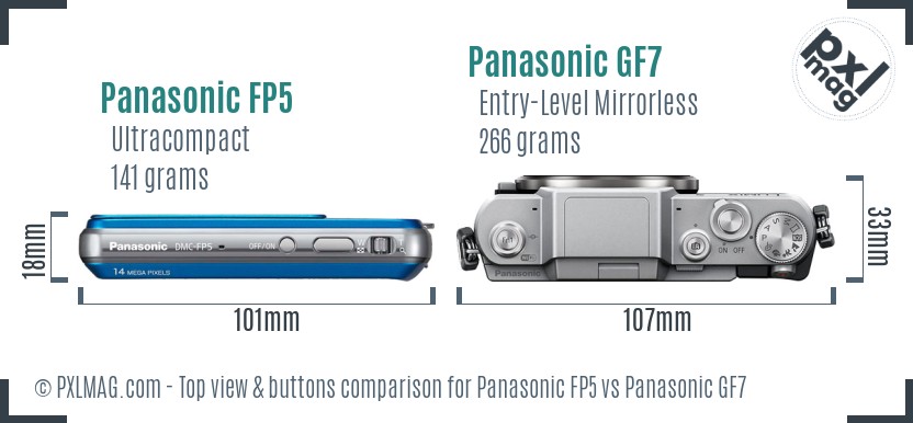 Panasonic FP5 vs Panasonic GF7 top view buttons comparison