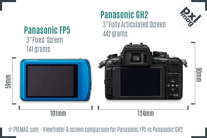 Panasonic FP5 vs Panasonic GH2 Screen and Viewfinder comparison