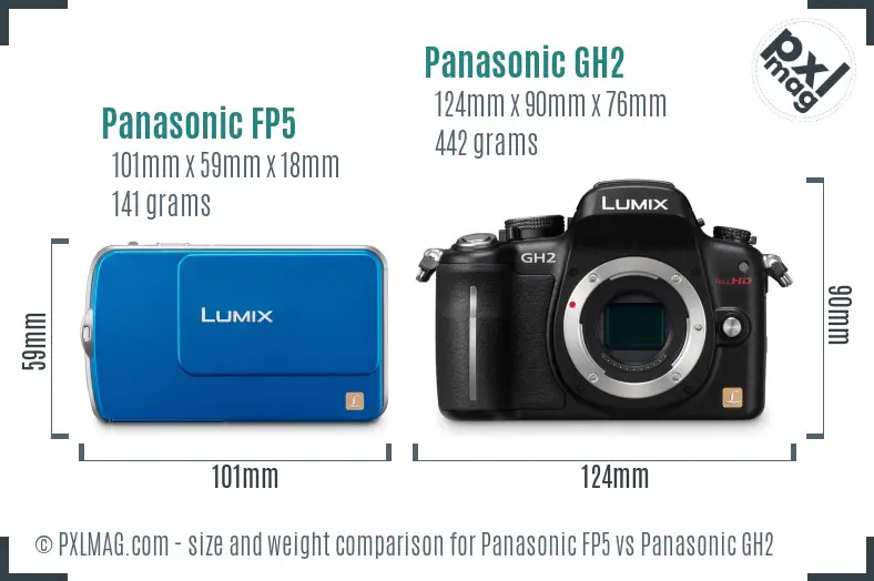 Panasonic FP5 vs Panasonic GH2 size comparison