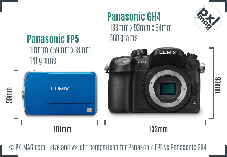 Panasonic FP5 vs Panasonic GH4 size comparison