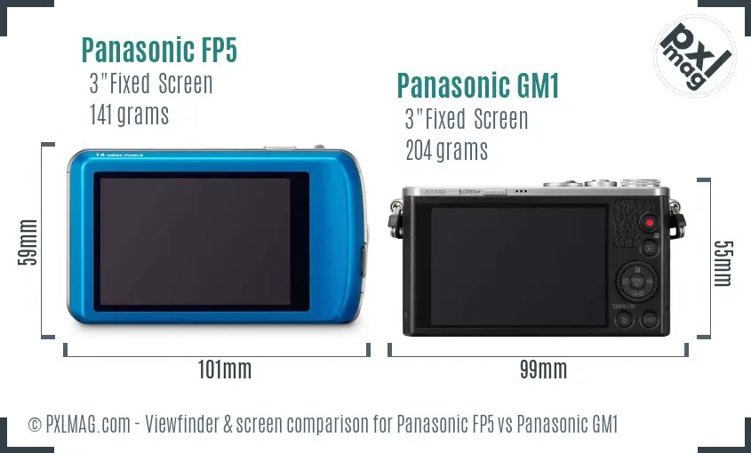 Panasonic FP5 vs Panasonic GM1 Screen and Viewfinder comparison